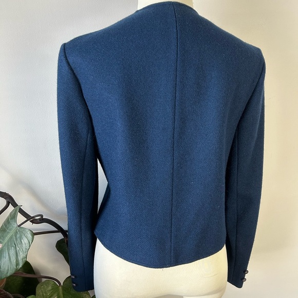 Vintage 80’s Pendleton Jacket Navy Blue Wool Short Cropped Bolero - Picture 5 of 12